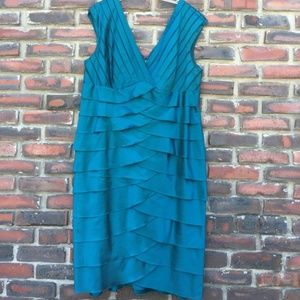 Adrianna Papell Peacock Blue Tiered Dress